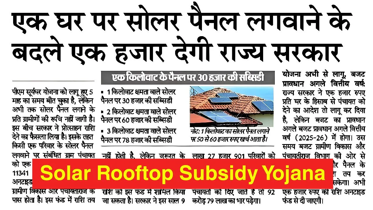 Solar Rooftop Subsidy Yojana